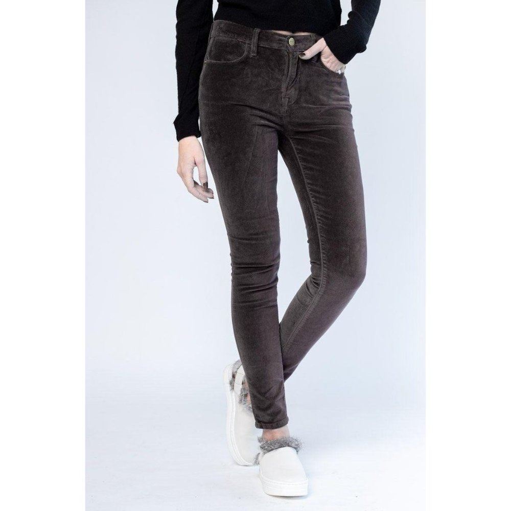 Frame Le High Velveteen Skinny Charcoal Pants 24
